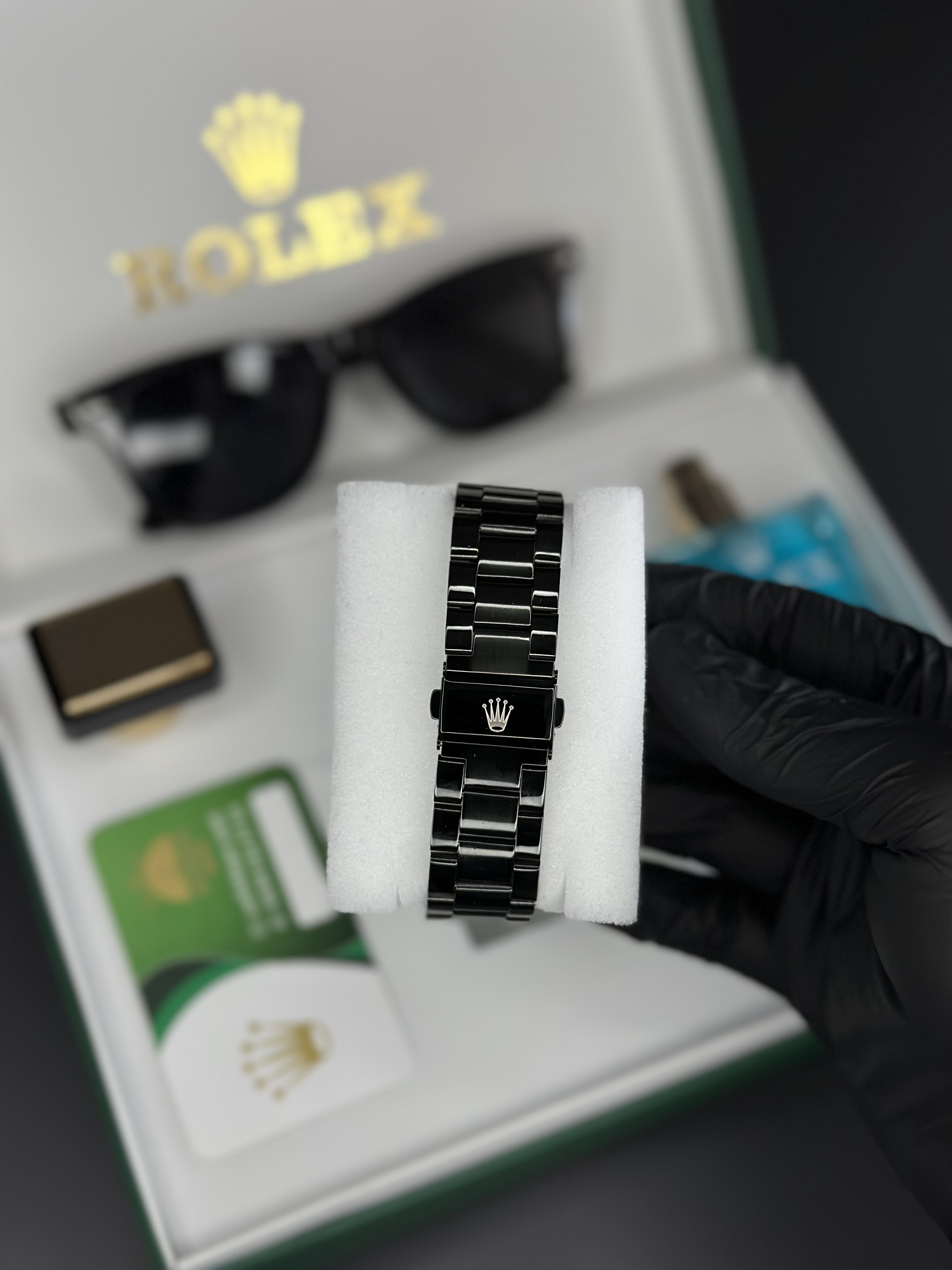 Mavi bezel siyah submarina set