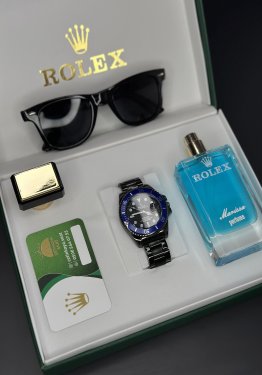 Mavi bezel siyah submarina set