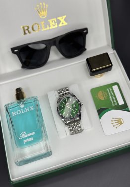 Yeşil gümüş day date set