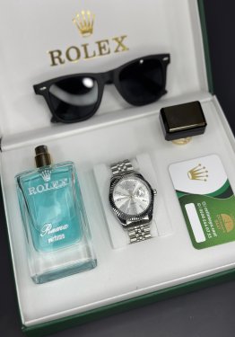 Gümüş day date set